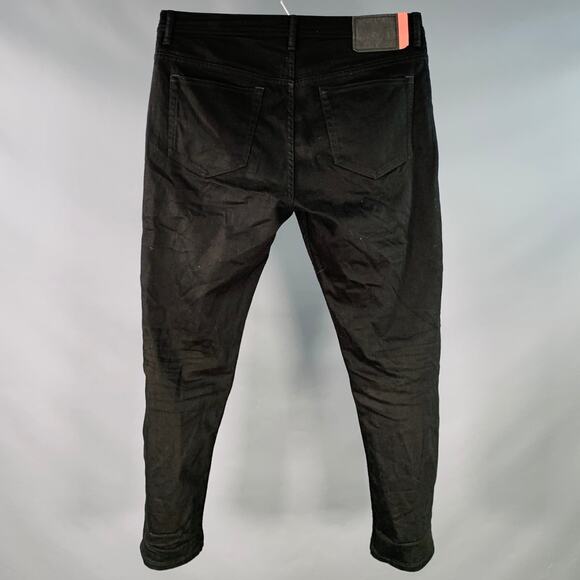 34 River Stay Black Twill Cotton Blend Tapered Slim Five Pockets Jeans - Picture 2 of 6